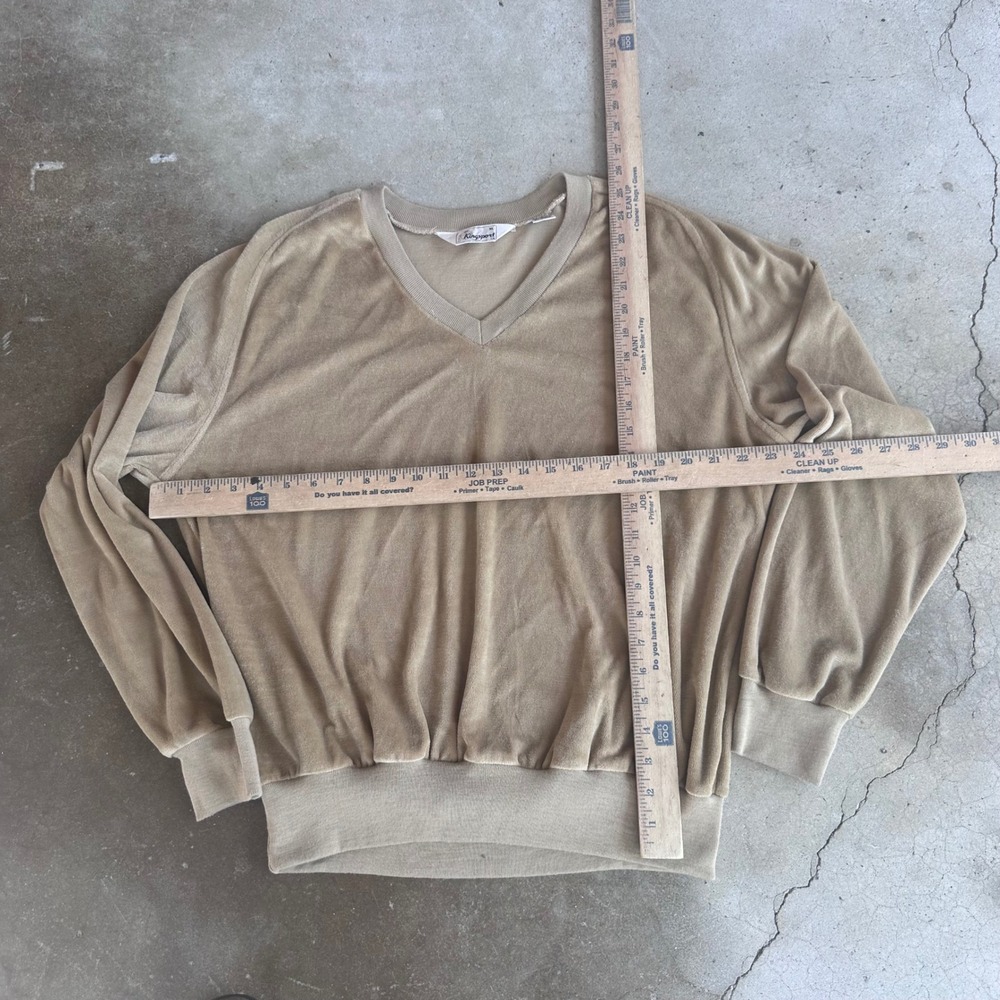 Kingsport Velour Sweatshirt Mens XL Tan Excellent Vintage V-Neck Raglan Sleeve - Picture 4 of 4